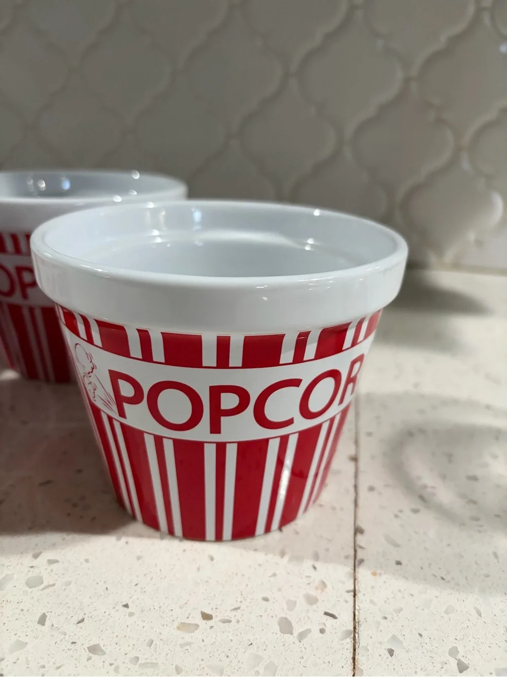 Red Popcorn Stripe Snack Cups - Set of 4 (Brand Unspecified)
